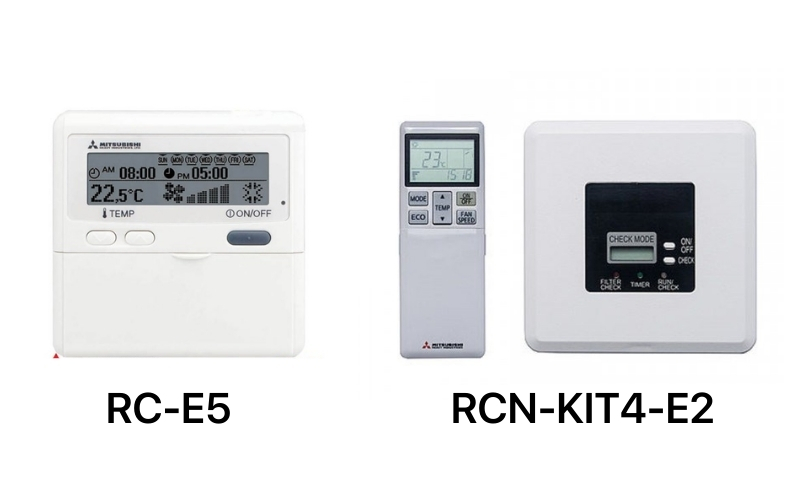 Khách hàng có thể lựa chọn điều khiển dây RC-E5 hoặc điều khiển không dây RCN-KIT4-E2.