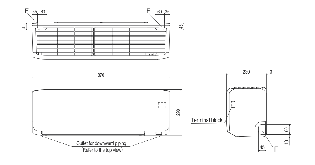 Kích thước ngoại quan dàn lạnh SRK50ZSS-W5